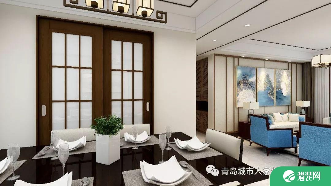 青岛浪琴海雅致新中式风格四居室装修案例图