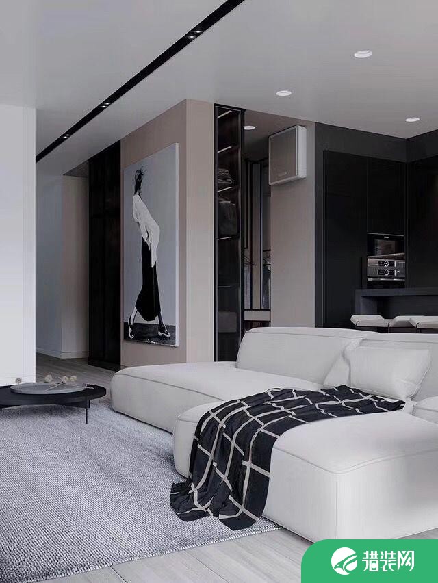 黑白灰主色调现代风格两居室装修案例