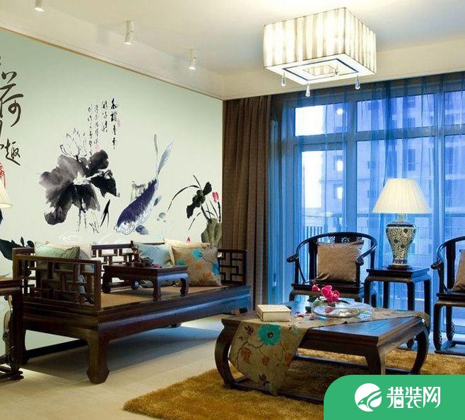 中式风格三居室装修案例效果图