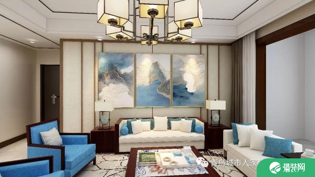 青岛浪琴海雅致新中式风格四居室装修案例图