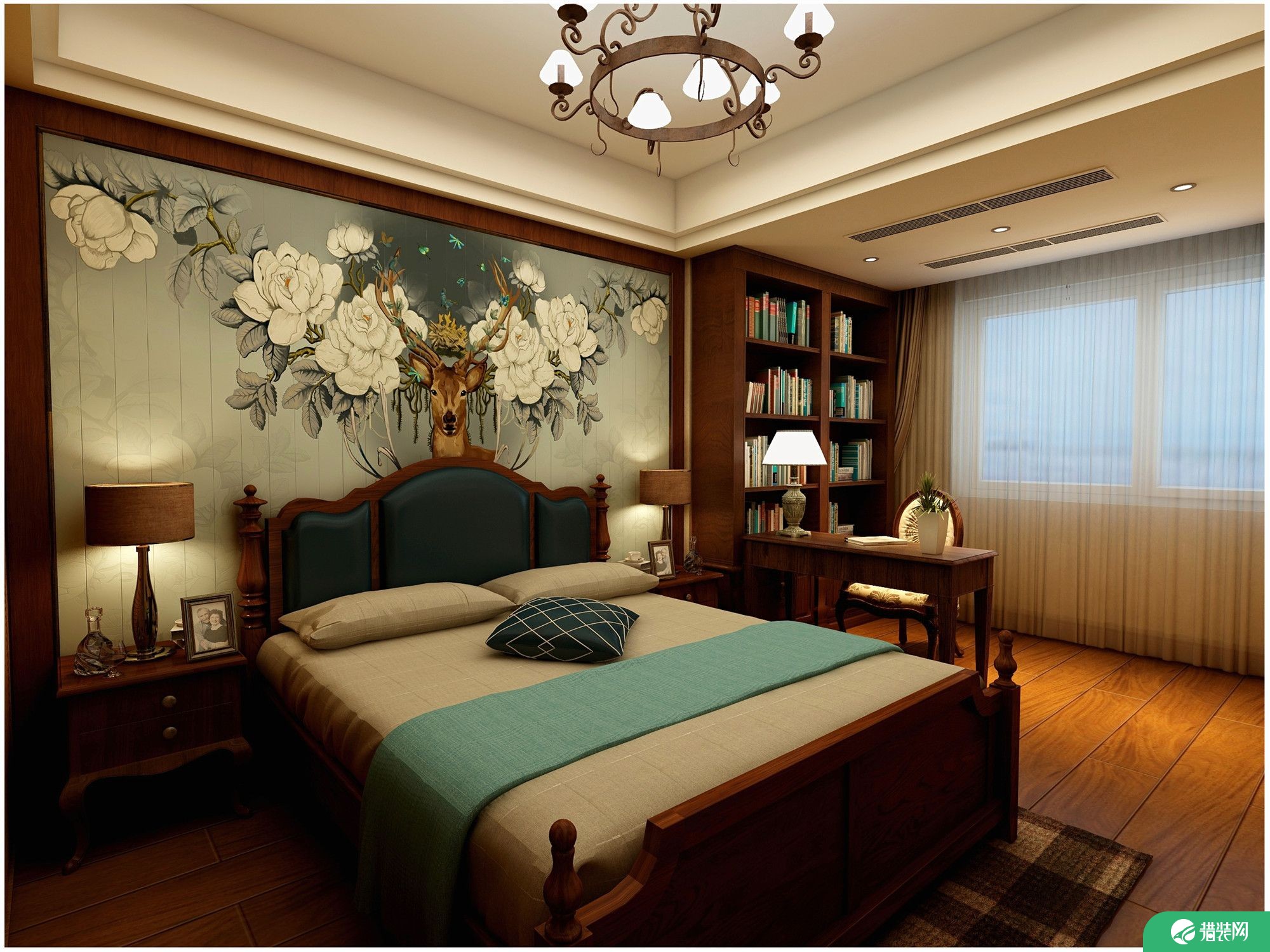 杭州美式风格120平方四居室户型装修案例