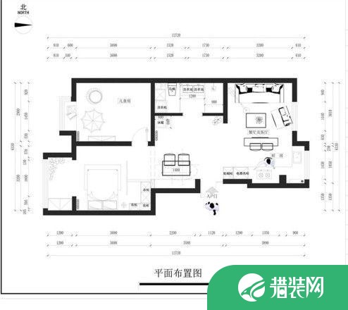 重庆120㎡现代简约风三居室装修效果图
