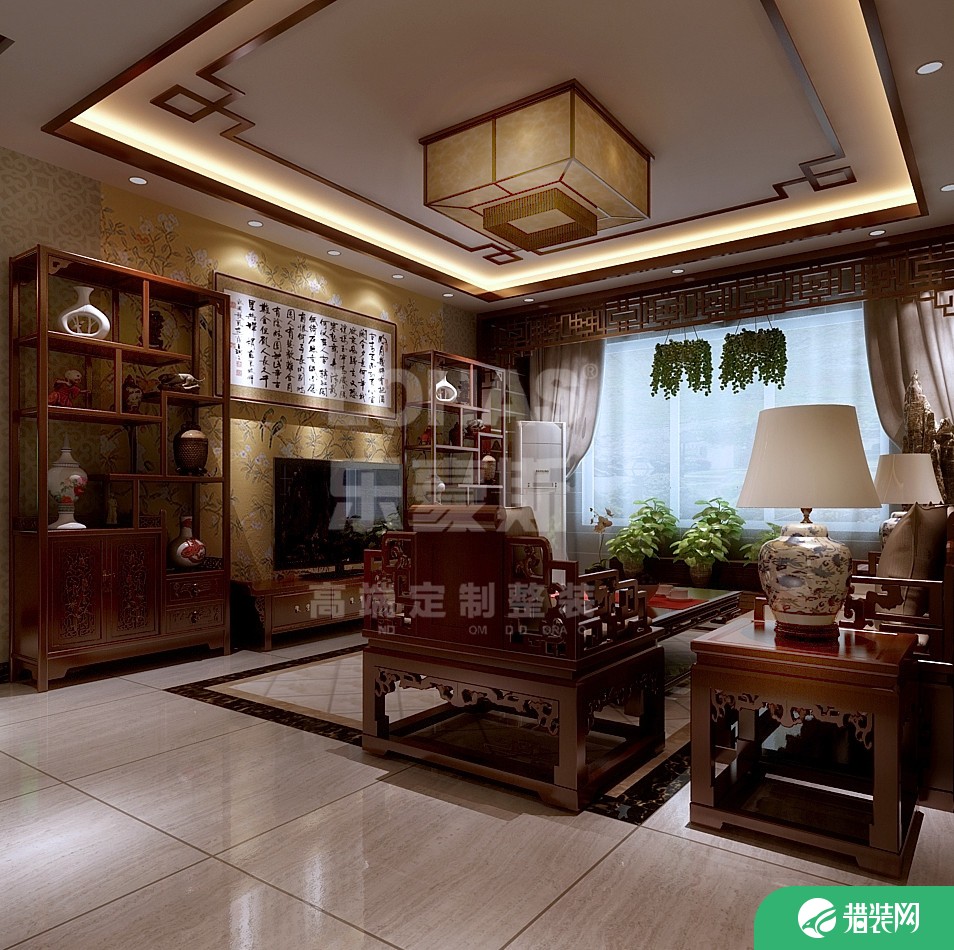 天津海河大观 三居室新中式风格装修设计