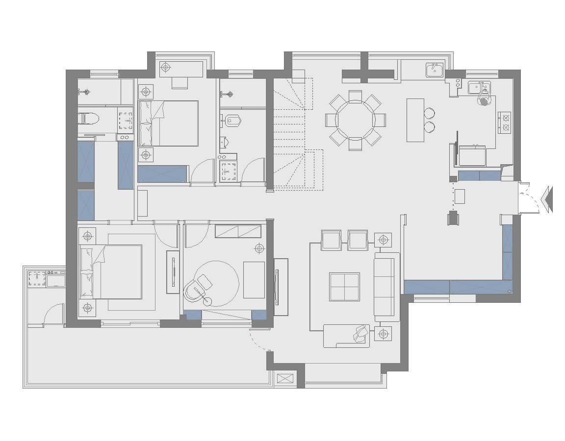 水岸星城 350㎡七房三厅一厨三卫现代轻奢风格装修设计案例