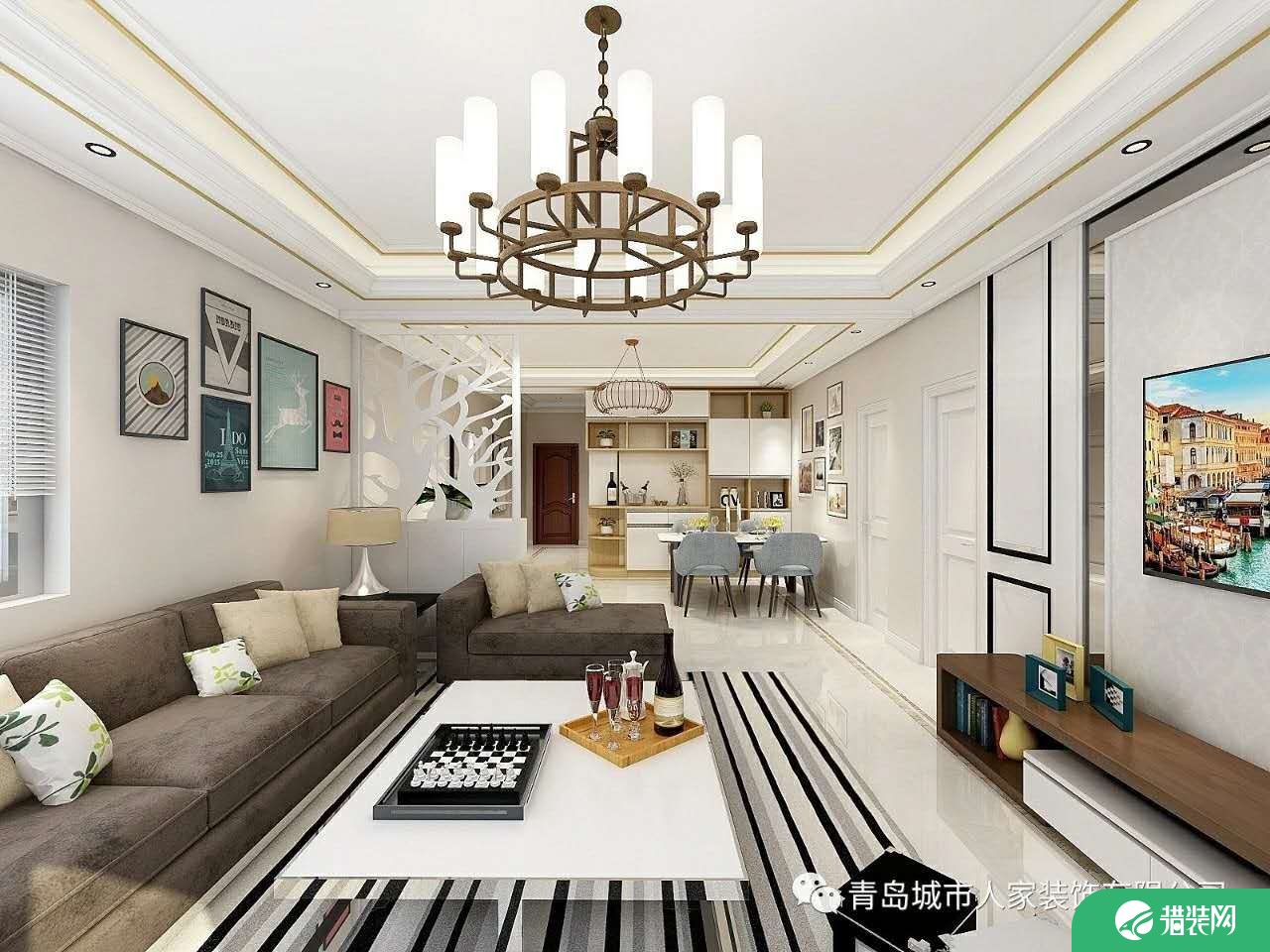 青岛午山社区中式风格四居室装修案例