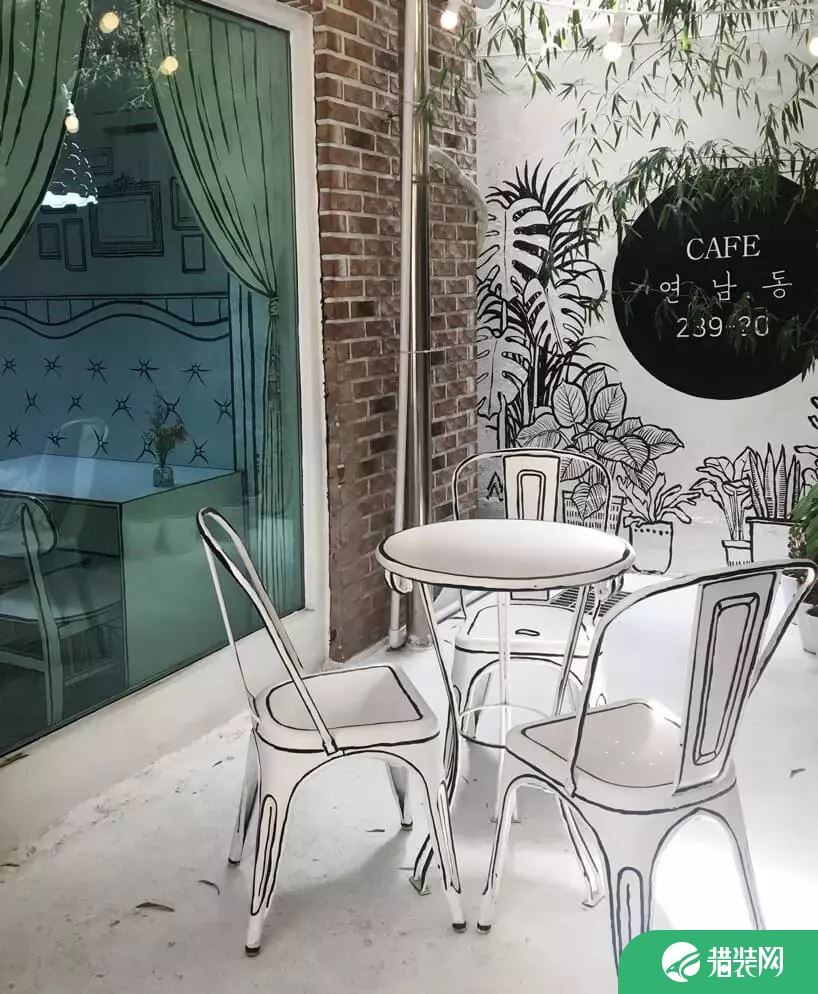 黑白漫画风格主题咖啡馆装修图片