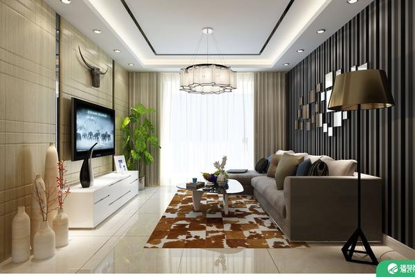 天津河东区融科金月湾现代二居室装修案例 现代风格二居室装修效果图