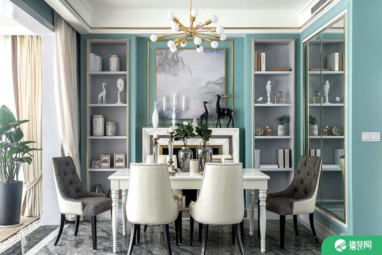 重庆维享家装饰120平四居室美式新家装修，蓝白色纯净视觉感