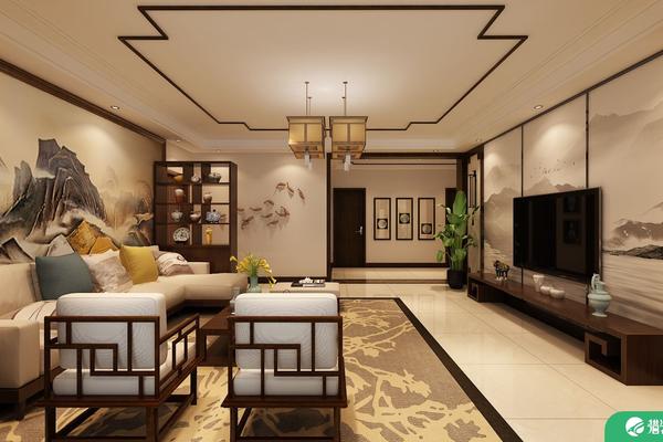 济南新中式风格四居室装修效果图