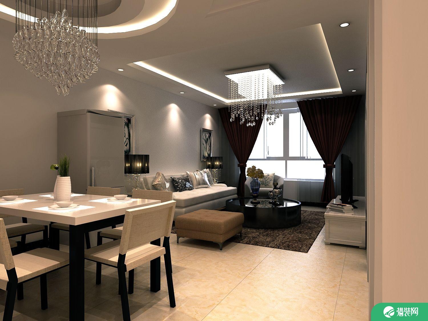 西宁夏都家园奢华欧式二居室装修效果图