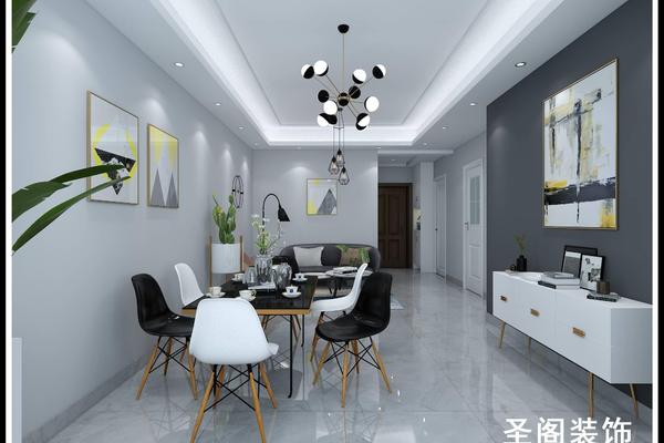 晋江时尚大气现代二居室装修效果图
