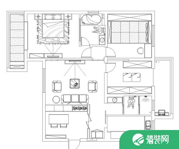 武汉三角路花园 混搭风格家庭装修设计效果图