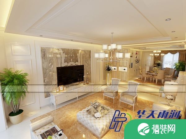 观江国际白色欧式128㎡四居室装修效果图