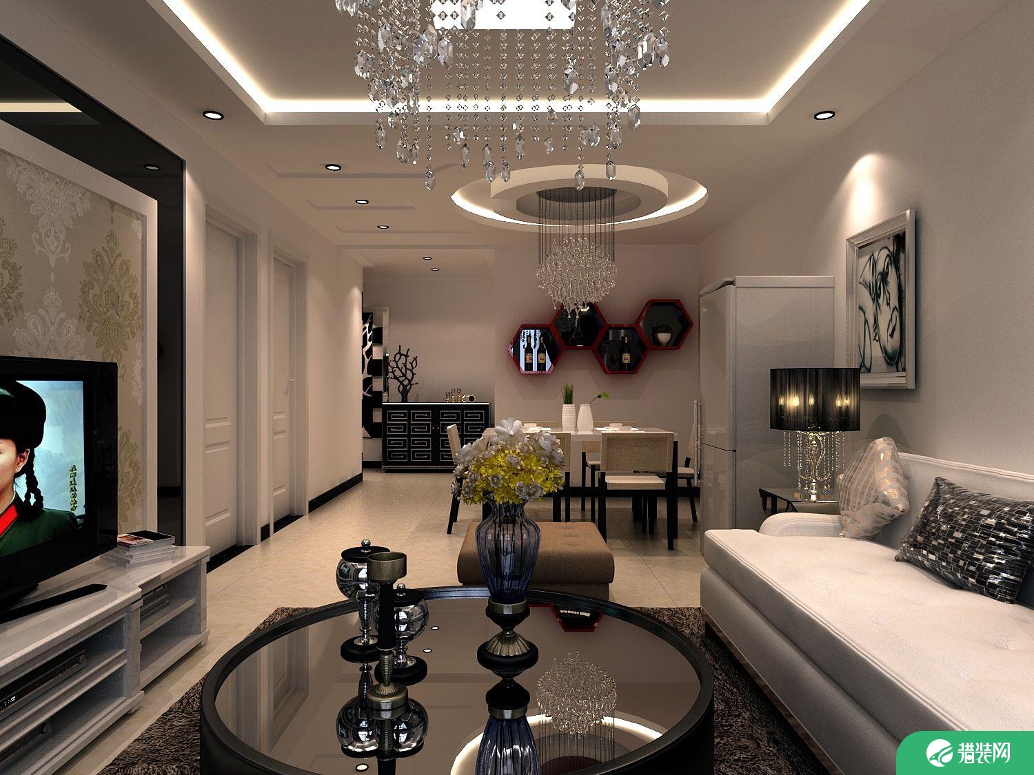 西宁夏都家园奢华欧式二居室装修效果图