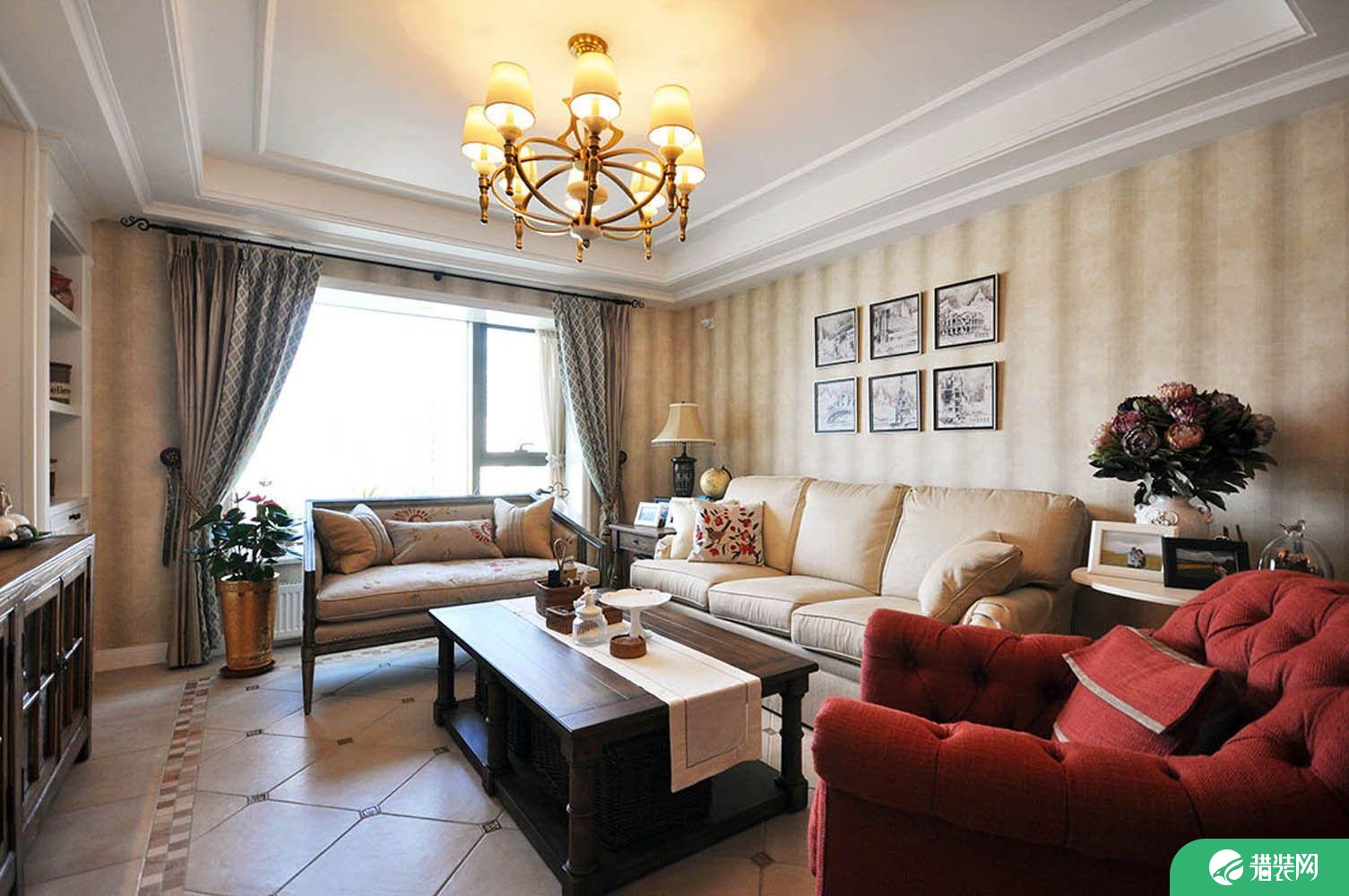 福州名城国际130平美式休闲三居室装修案例
