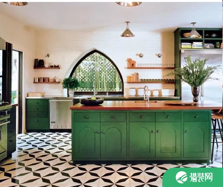 绿色系厨房设计效果图