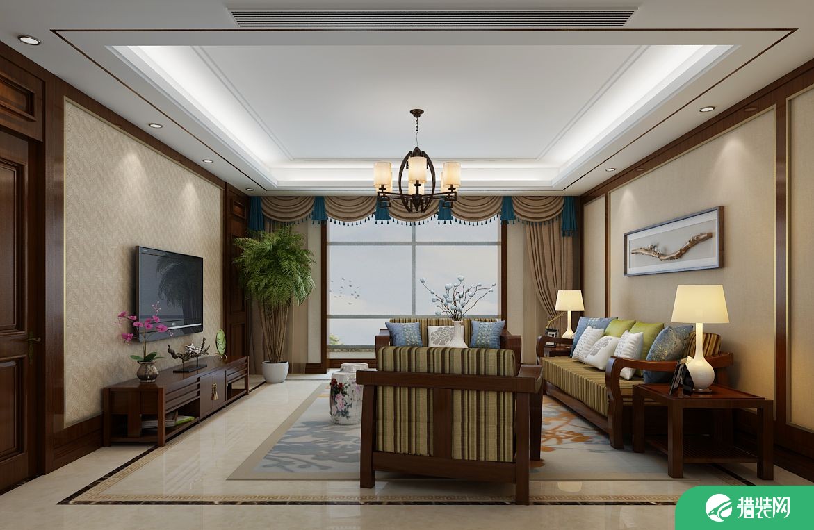 新中式四居室装修 新中式风格家庭装修效果图