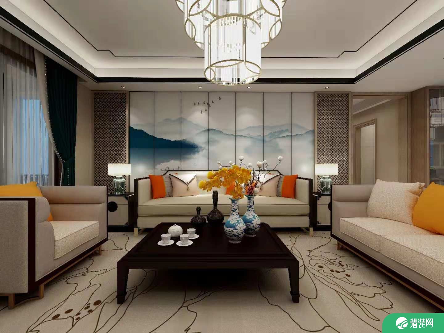 咸阳新中式风格风格三居室装修效果图