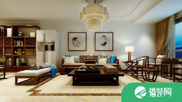 西安曲江观塘 三居室中式风格装修设计效果图