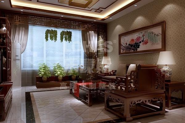 天津海河大观 三居室新中式风格装修设计