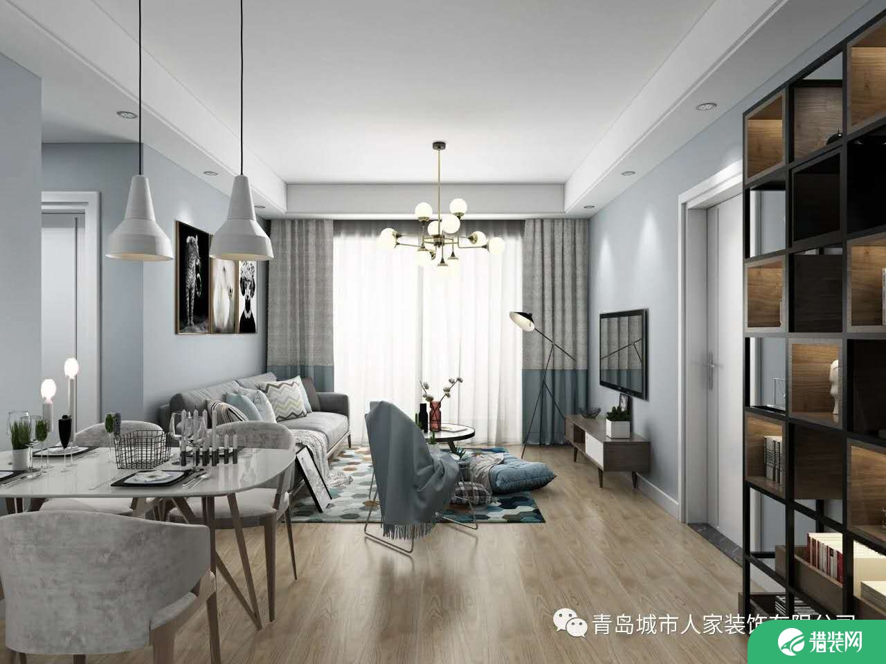 青岛琴海湾欧式三居室装修效果图 欧式风格装修案例