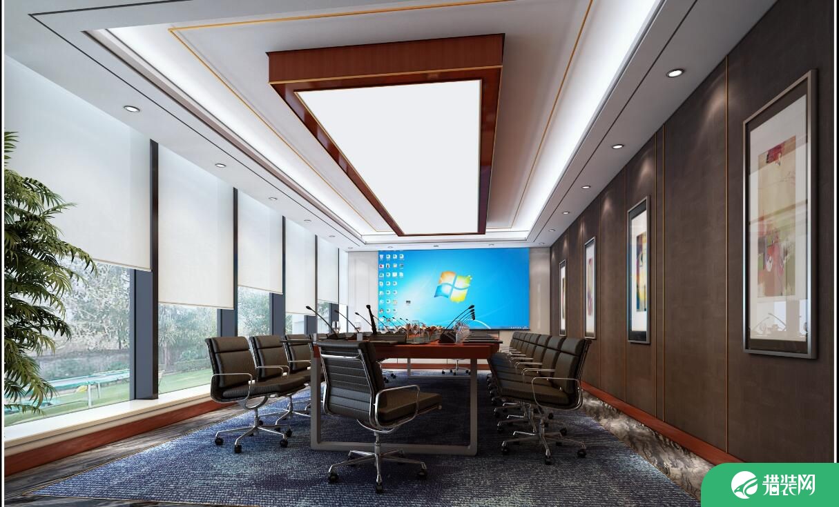 金融公司办公室装修设计 中式风格办公室装修效果图