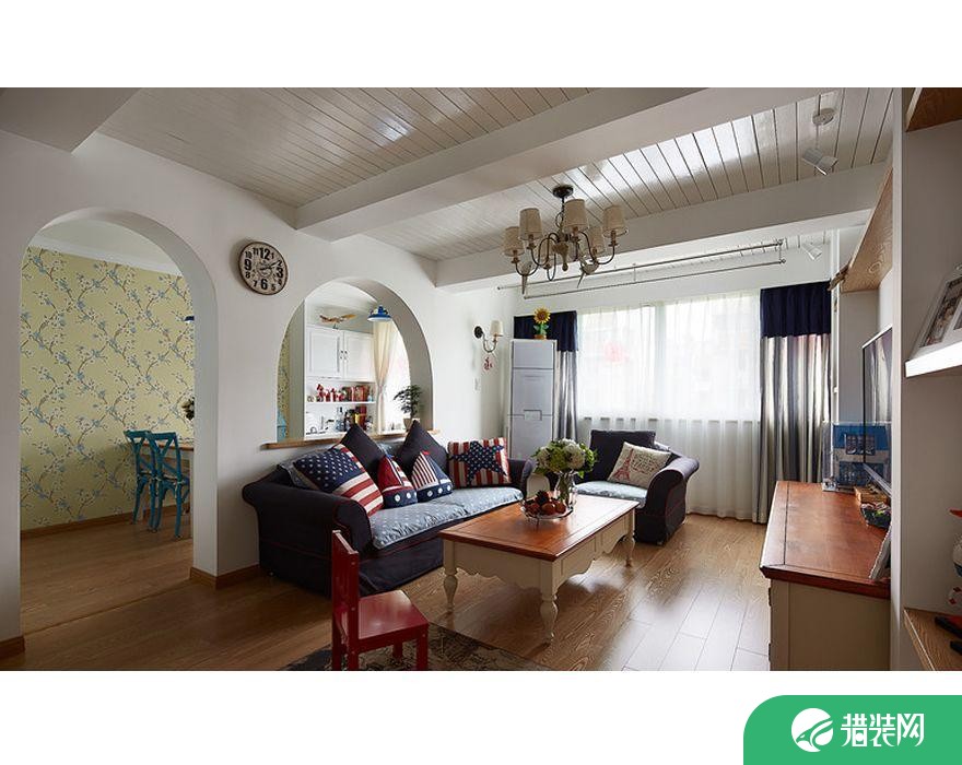 西宁怡景苑地中海风格两居室装修效果图，打造小夫妻蓝色情调！