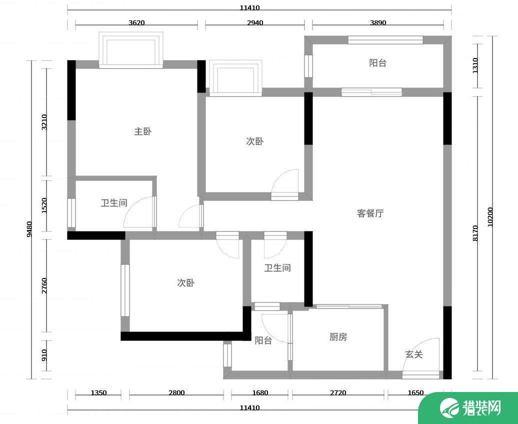 重庆96㎡中式风格三居室装修效果图