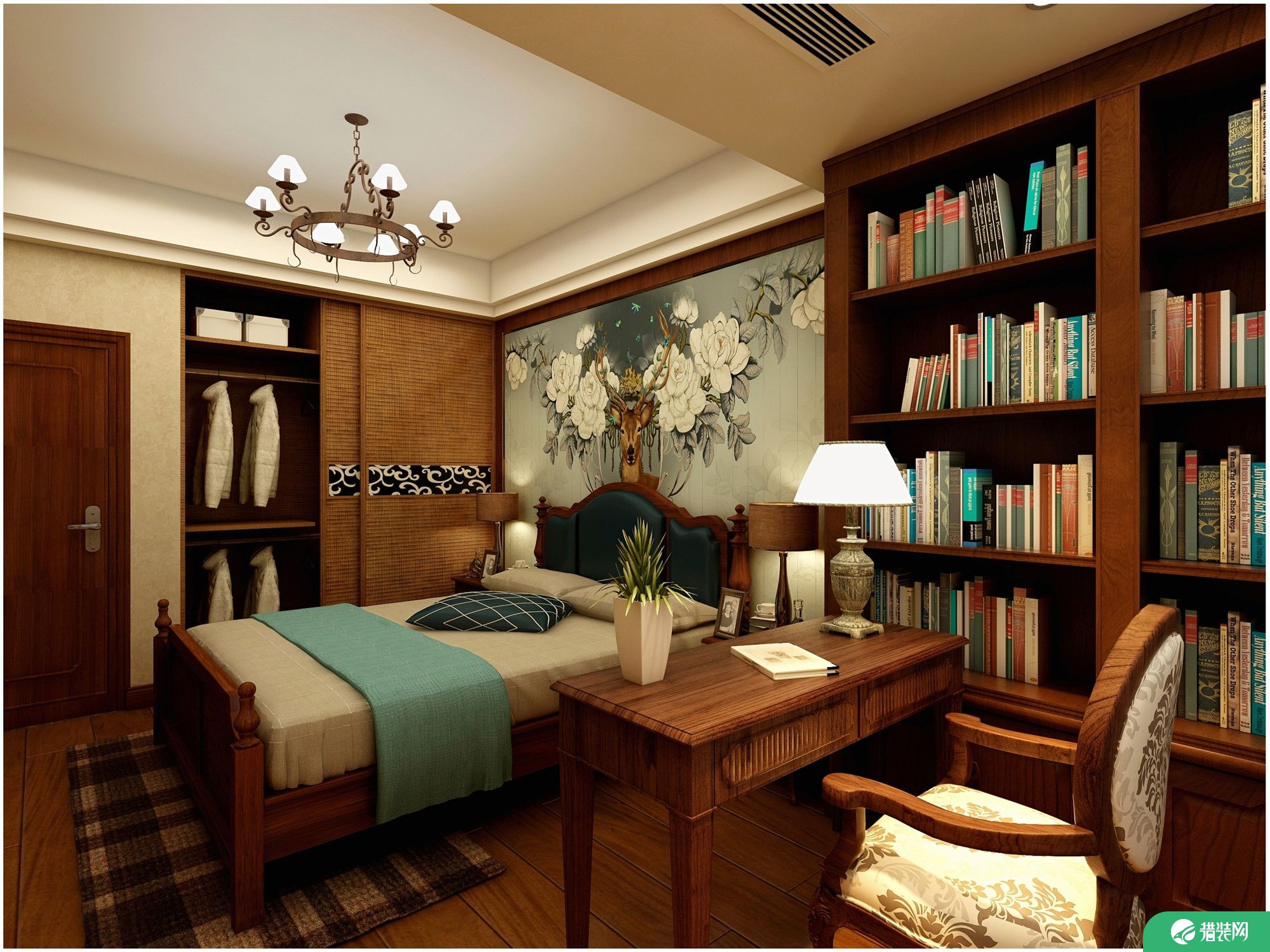 杭州美式风格120平方四居室户型装修案例
