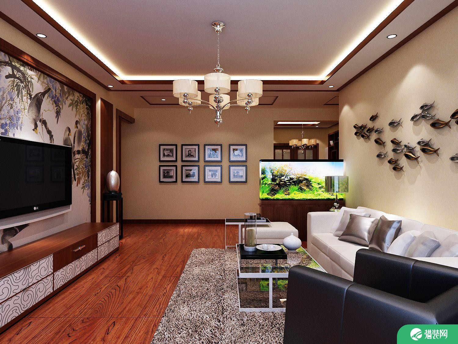 西宁紫荆家苑中式风情二居室装修效果图案例