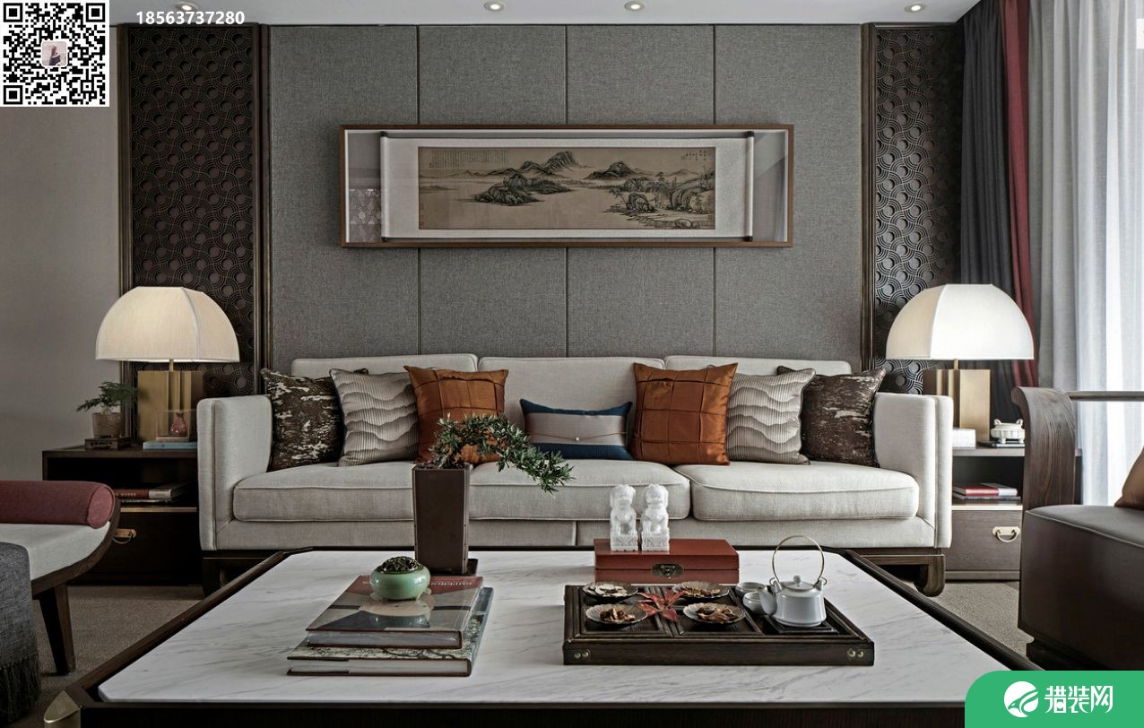 济南中海国际中式三居室装修效果图 三居室装修设计