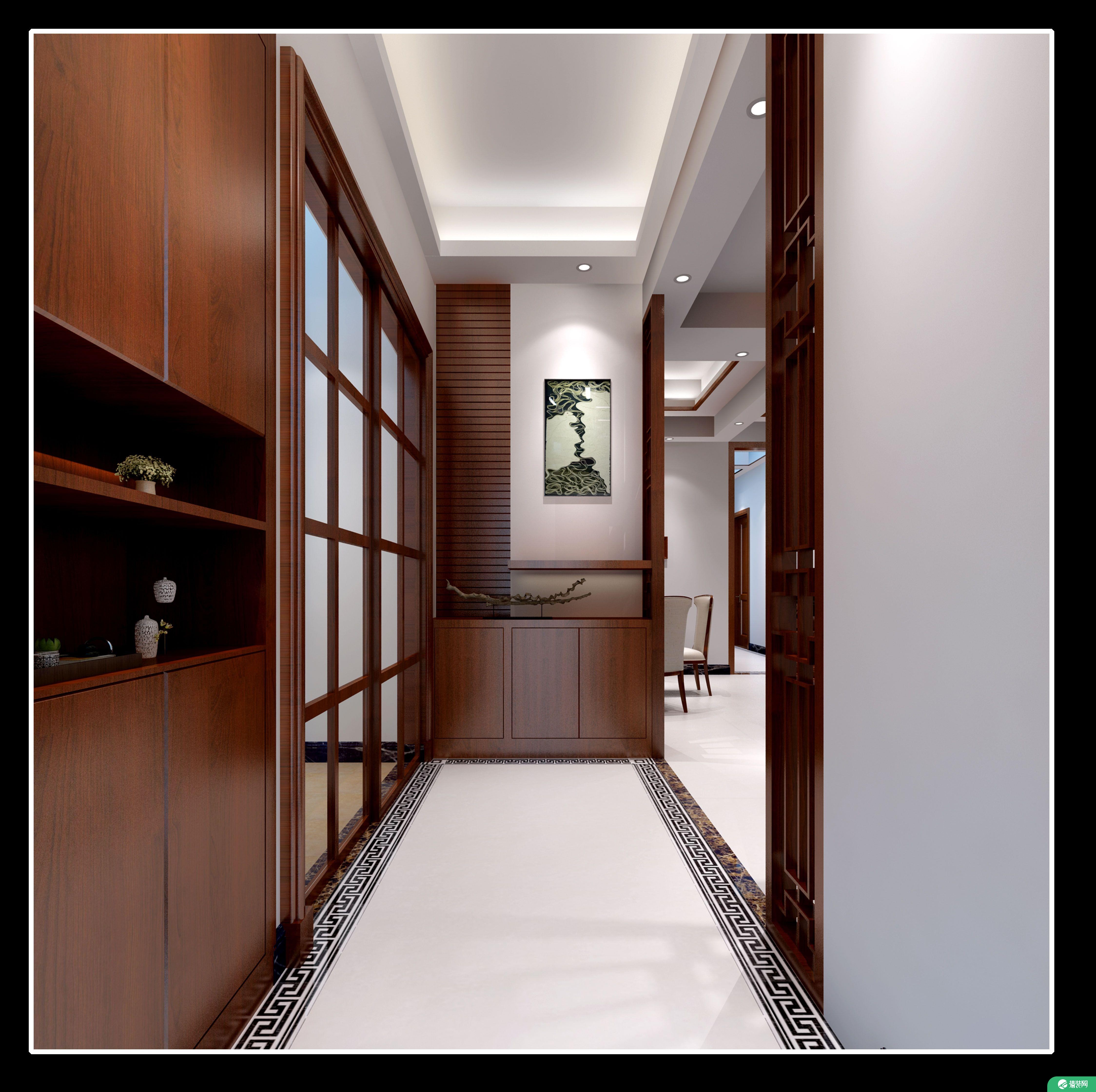 广州沉稳大气新中式风格二居室装修案例