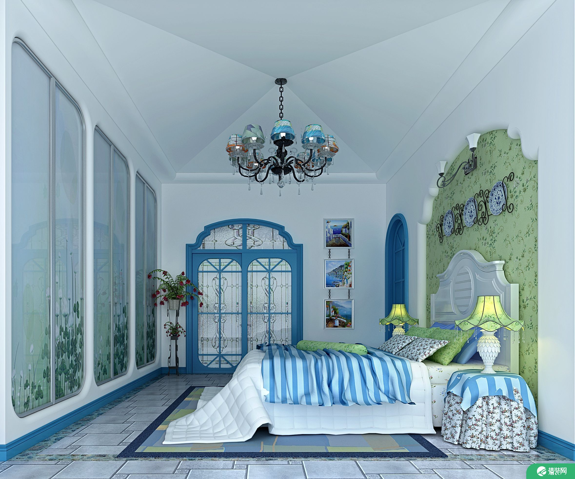 惠州地中海风格两居室装修效果图