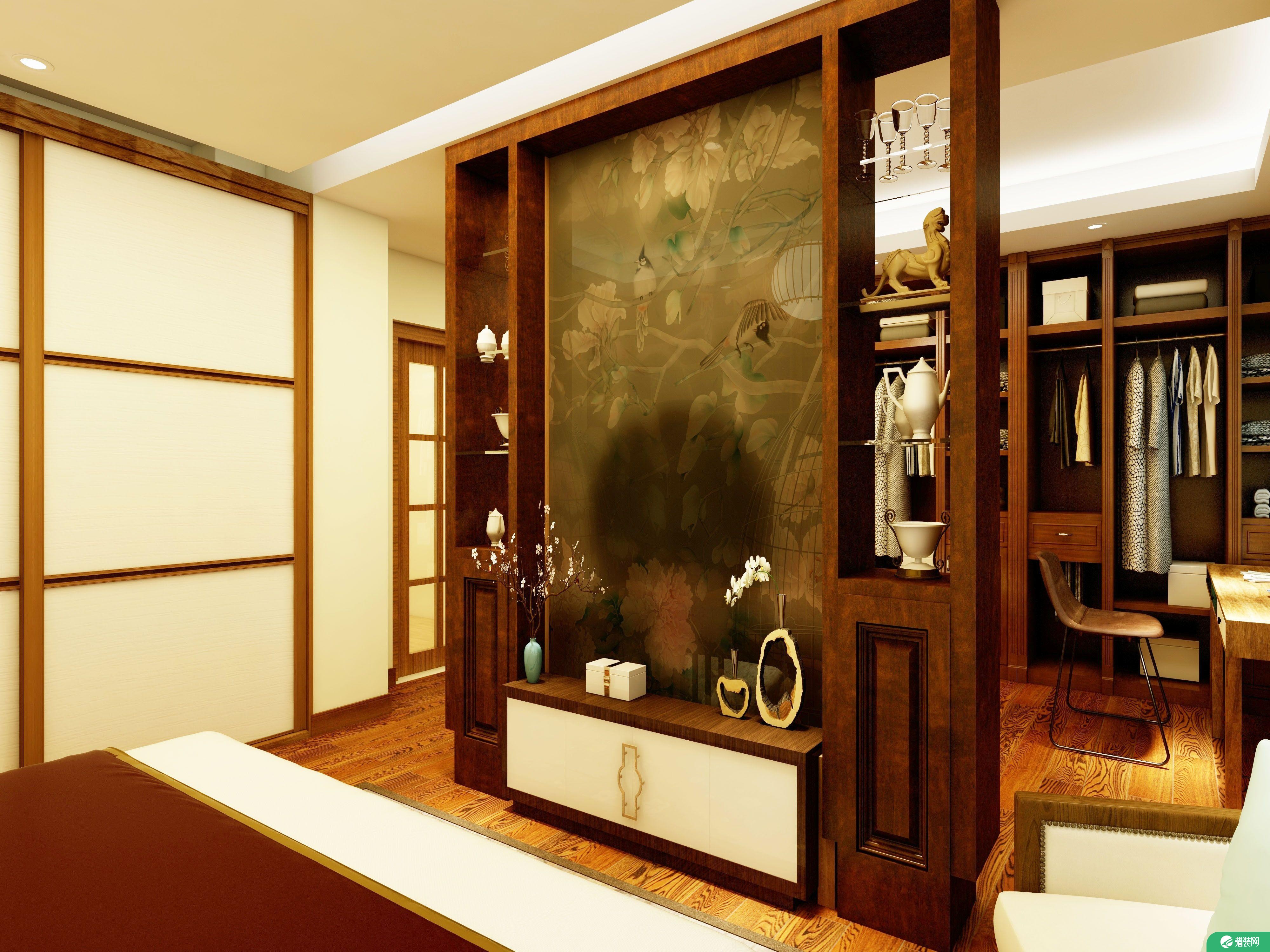 福州古色古香中式三居室装修效果图
