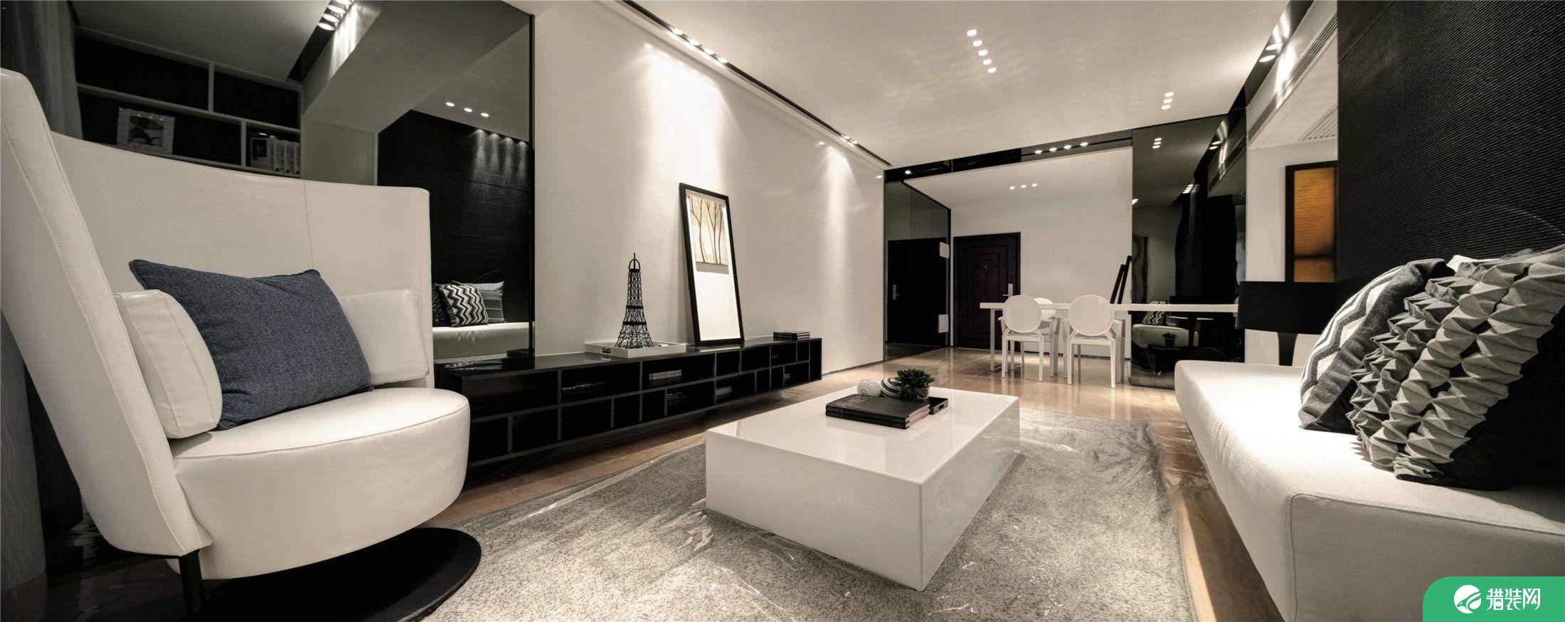 杭州创一居城南家园黑白现代风格装修效果图