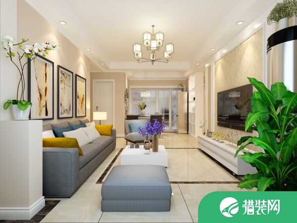 青岛中海国际社区 三居室欧式风格家庭装修设计