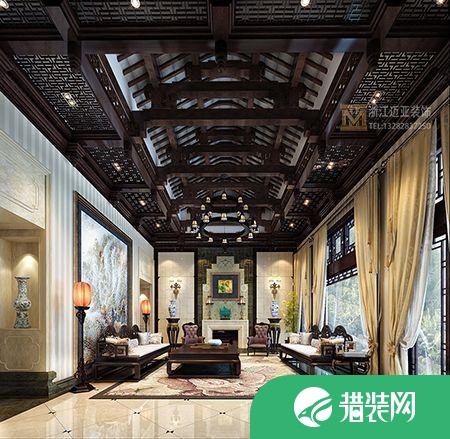 杭州古典中式装修效果图，大气华美的室内色调