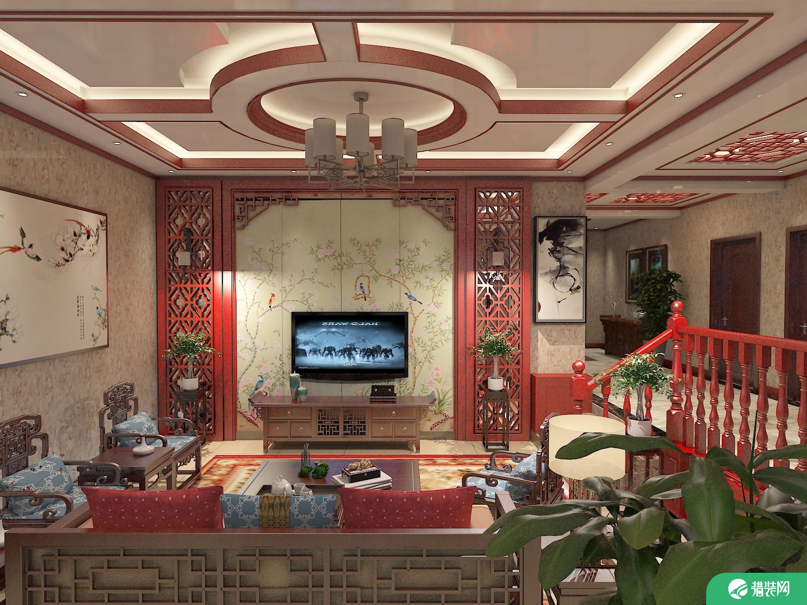 北京固安孔雀城别墅中式风格设计