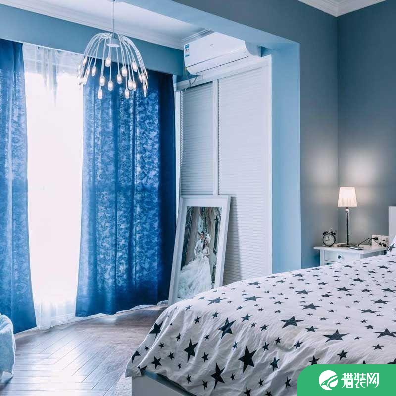 福州简约清新风格三居室装修效果图，优雅蓝色系美宅！