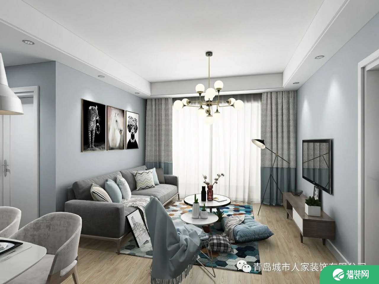 青岛琴海湾欧式三居室装修效果图 欧式风格装修案例