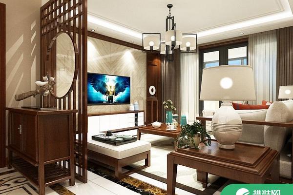 济南中式风格家庭装修设计 海尔云三房装修设计欣赏