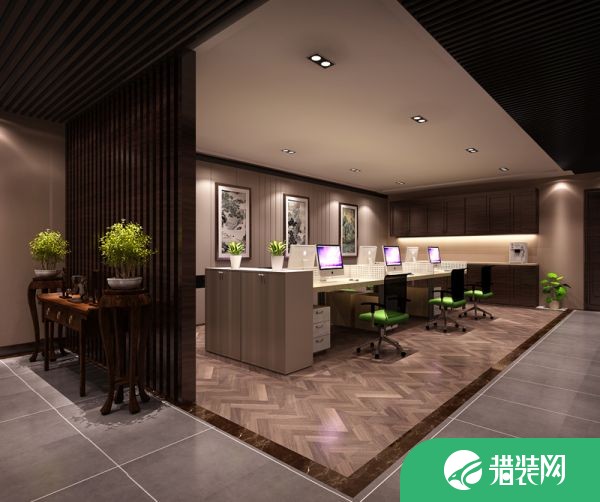武汉福星惠誉国际城写字楼装修 中式古典办公室装修设计