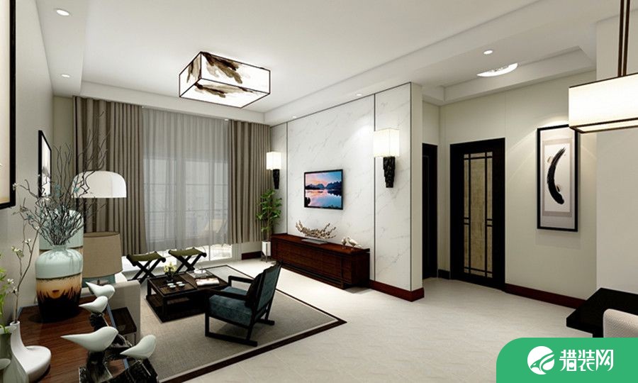 南京三居室中式风格装修设计效果图 人才公寓