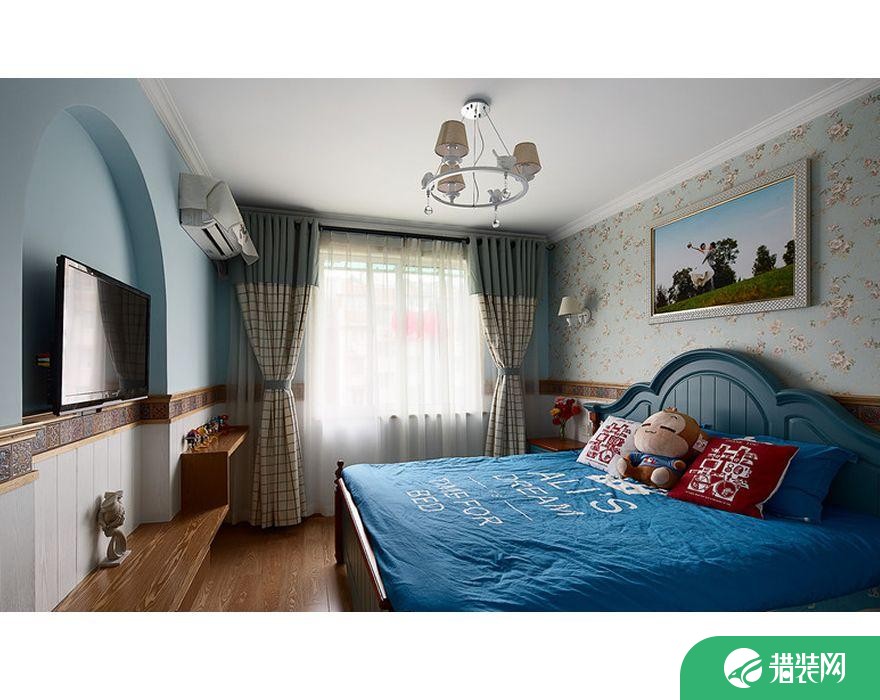 西宁怡景苑地中海风格两居室装修效果图，打造小夫妻蓝色情调！
