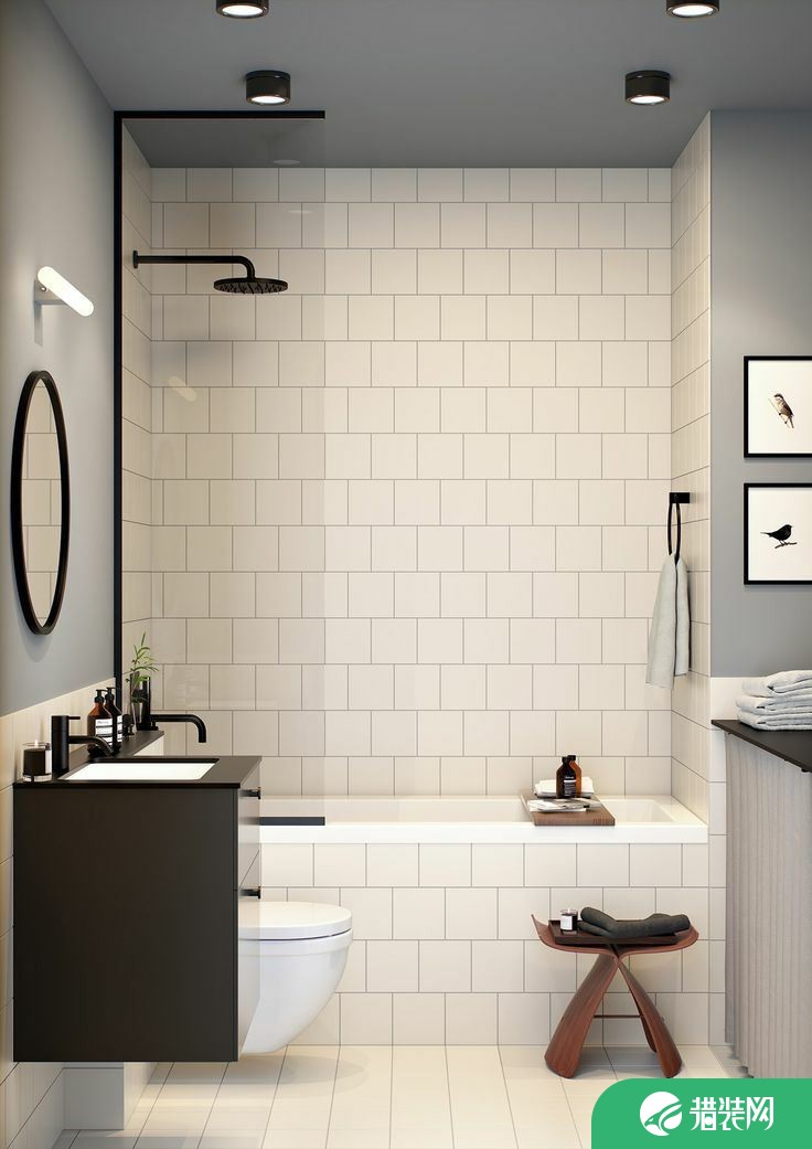 卫浴间淋浴屏浴缸设计效果图