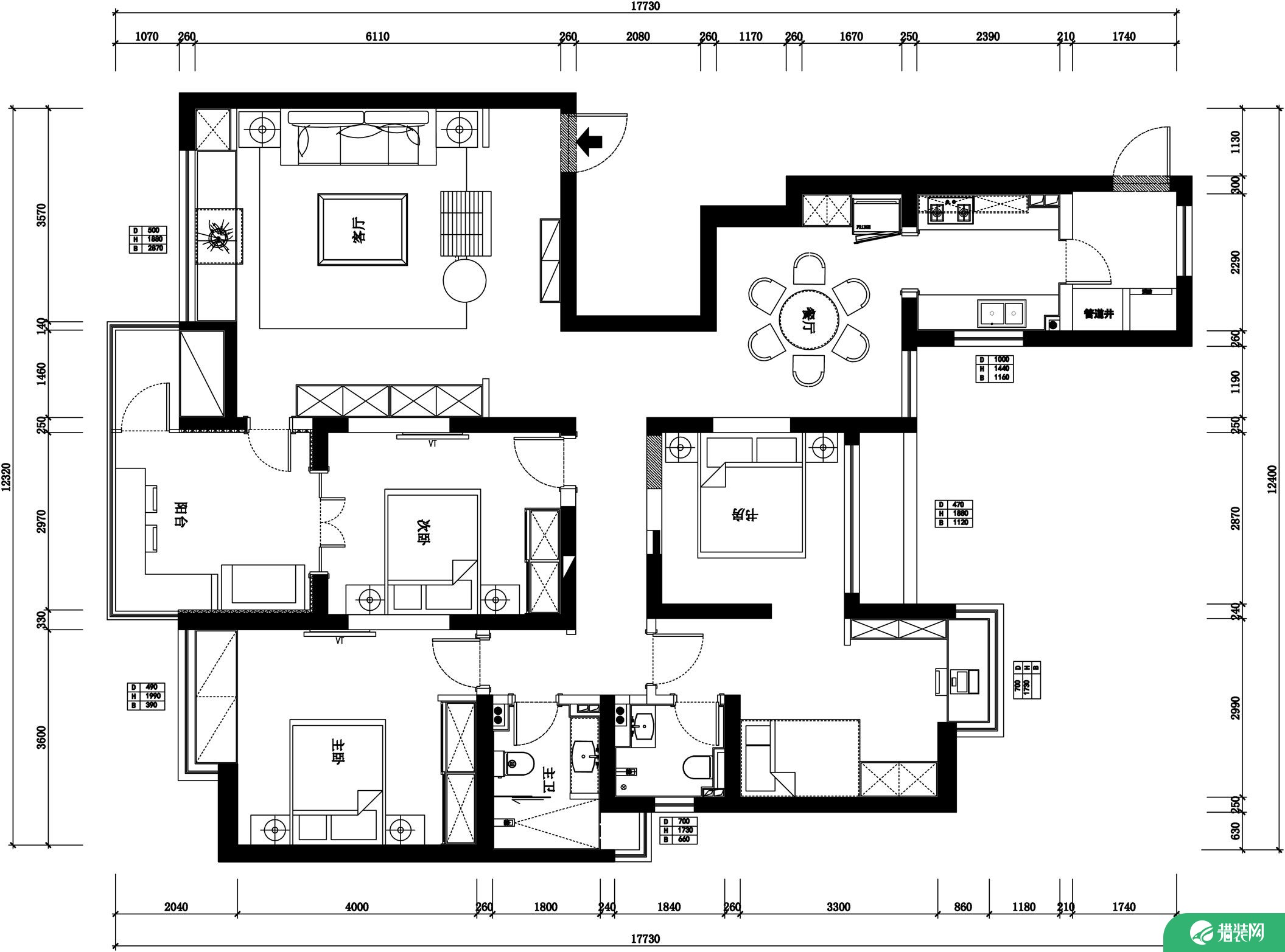 西安紫汀苑160平现代简约四居室装修效果图