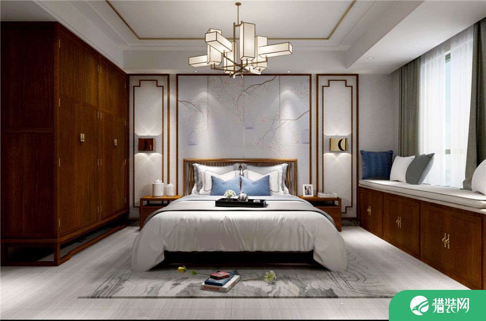 洛阳香槟国际新中式三居室装修效果图