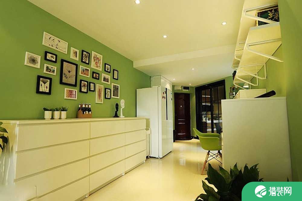 绿色小清新 简约风格三房装修设计效果图