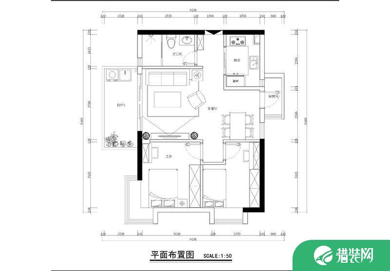 广州现代简约风格二居室装修，营造温馨舒缓的小情调