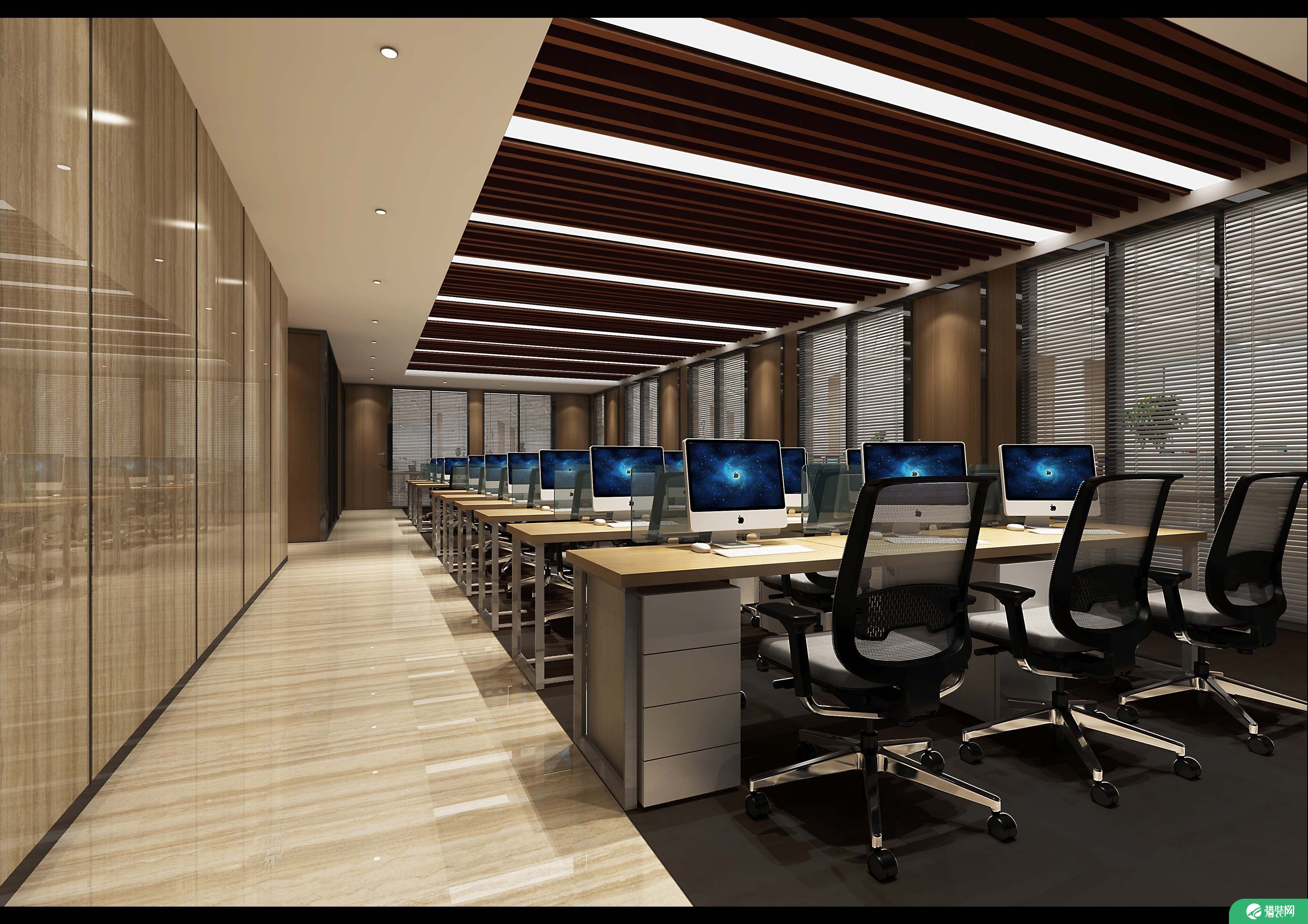 某金融办公司公室装修效果图 中式风格办公室装修设计